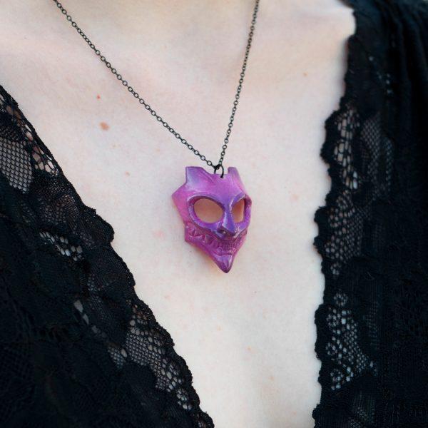 ONI face Necklace - Fuschia